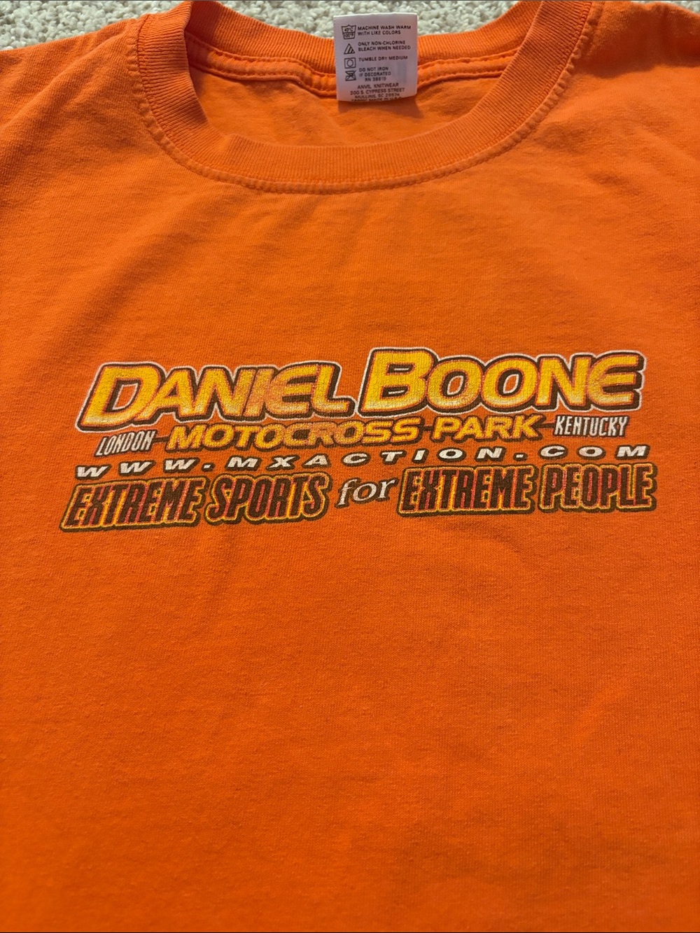 Orange Daniel Boone Motocross Graphic Tee with Multicolor Print - Picture 3 of 3